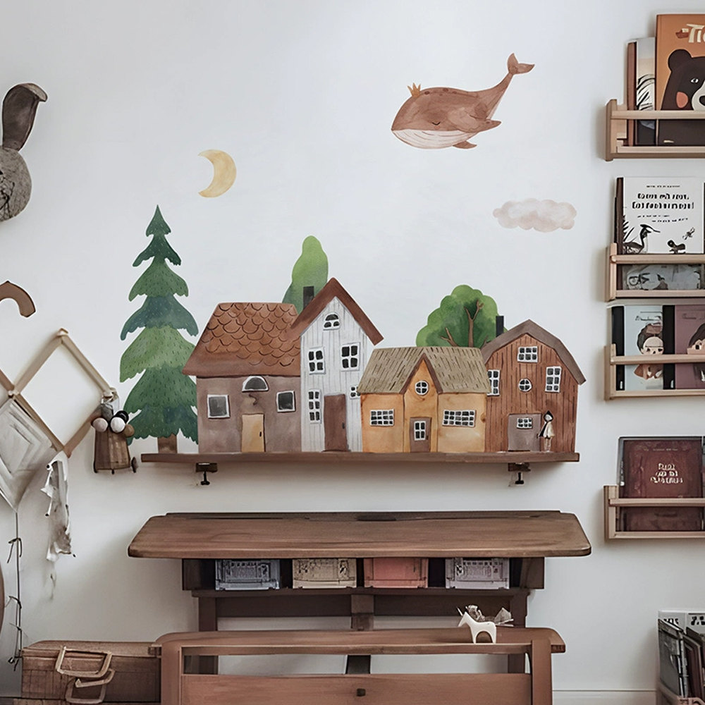 Home Textile - Stof Cartoon Forest Vintage Stadsmuur PVC